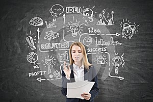 Woman with documents and business idea