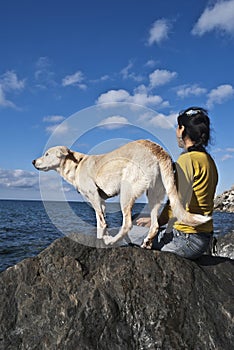 Woman and dog