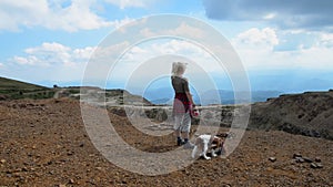 Woman and dog on top of Kopaonik