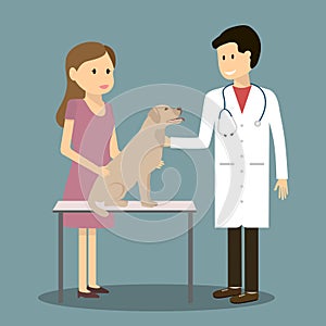 Woman, Dog and Veterinarian