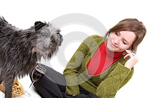 Woman and dogs photo