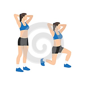 Woman doing Alternating reverse lunge exercise.