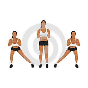 Woman doing Alternating side lunge exercise.