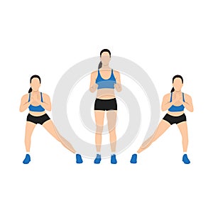 Woman doing Alternating side lunge exercise. photo