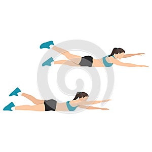 Woman doing alternating superman exercise