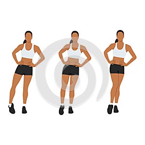Woman doing ankle circles rotations or rolls exercise. Flat vector