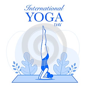 Woman Doing Asana International Yoga Day Card