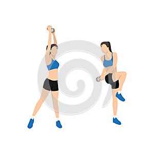 Woman doing Balance chop exercise. Flat vector