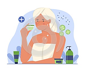 Woman Doing Beauty Treatment Concept Illustration