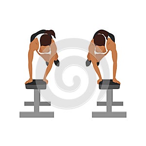 Woman doing Bench hops. Box jumps exercise.