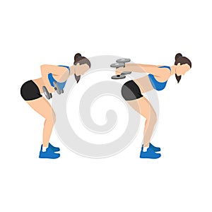 Woman doing bent over double arm tricep kickbacks exercise