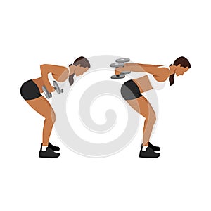 Woman doing bent over double arm tricep kickbacks