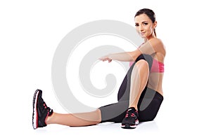 Woman doing body twist exercises