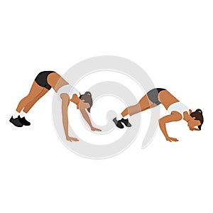 Woman doing Bodyweight shoulder presses exercise.