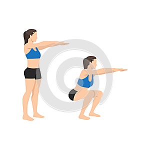 Woman doing bodyweight squat exercise
