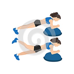 Woman doing Bosu ball plank leg lift exercise