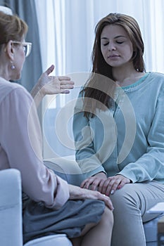 Woman doing breathing exercises