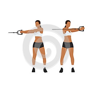 Woman doing Cable core rotation exercise.