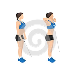 Woman doing Cable upright rows exercise.