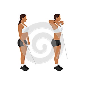 Woman doing Cable upright rows exercise.