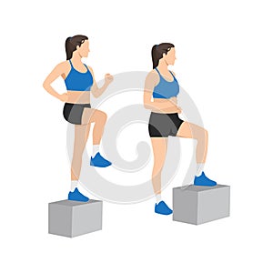 Woman doing Chair step ups exercise.
