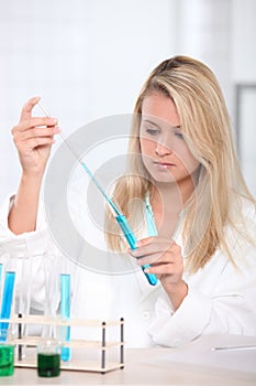 Woman doing chemistry