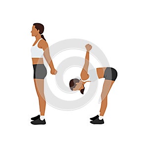 Woman doing Chest opener with forward bend stretch