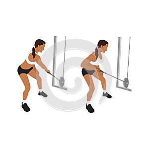 Woman doing Cross body cable rows exercise.