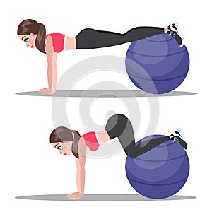 Woman doing crunches in the gym. Belly burn