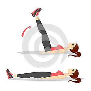 Woman doing crunches in the gym. Belly burn