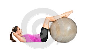 Woman Doing Crunches With Pilate Ball photo