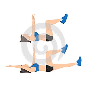 Woman doing dead bug exercise. Abdominals