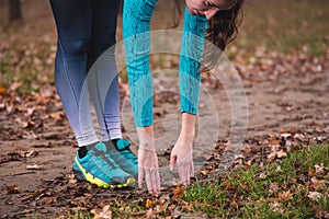 Woman doing a deep slope to the heels