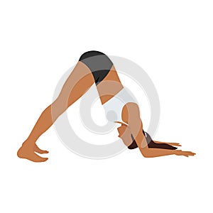 Woman doing Dolphin pose ardha pincha mayurasana exercise