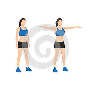 Woman doing Double arm side or lateral raises exercise. Raise both