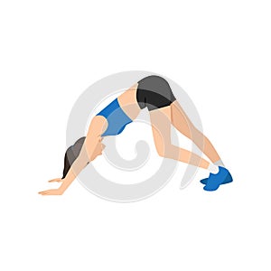 Woman doing Downward dog stretch exercise.