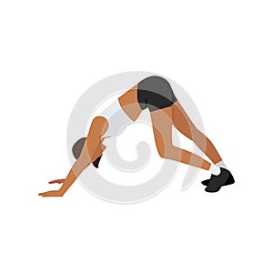 Woman doing Downward dog stretch exercise.