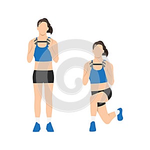 Woman doing Dumbbell curtsy lunge exercise.