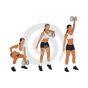 Woman doing Dumbbell snatch  exercise.