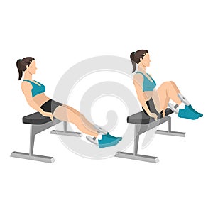 Woman doing dumbbell weighted leg pull-ins