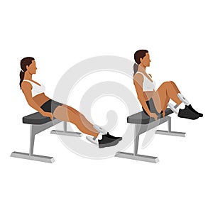 Woman doing dumbbell weighted leg pull-ins