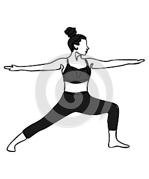 Woman doing exercise in yoga pose. Vector silhouette illustration
