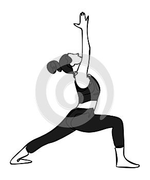 Woman doing exercise in yoga pose. Vector silhouette illustration