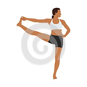 Woman doing extended hand to big toe pose utthita hasta padangusthasana