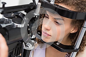 Woman doing eye test