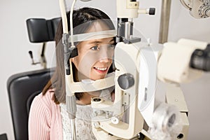 Woman doing eye test