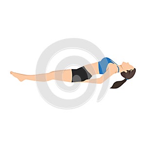 Woman doing fish pose matsyasana exercise.