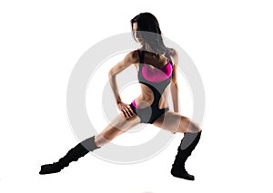 Woman doing fitness isolated