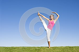 Woman doing Fitness and Yoga