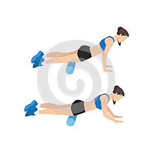Woman doing Foam roller quadriceps stretch